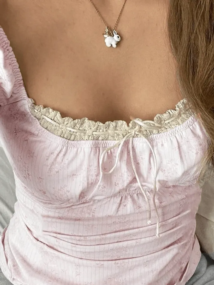 Lace Paneled Floral Cropped Tank Top sold by Streetwear Society product image thumbnail 2