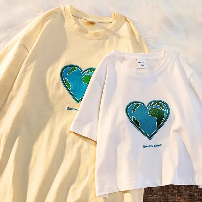 Heart Earth Embroidered Tee sold by Streetwear Society product image thumbnail 3