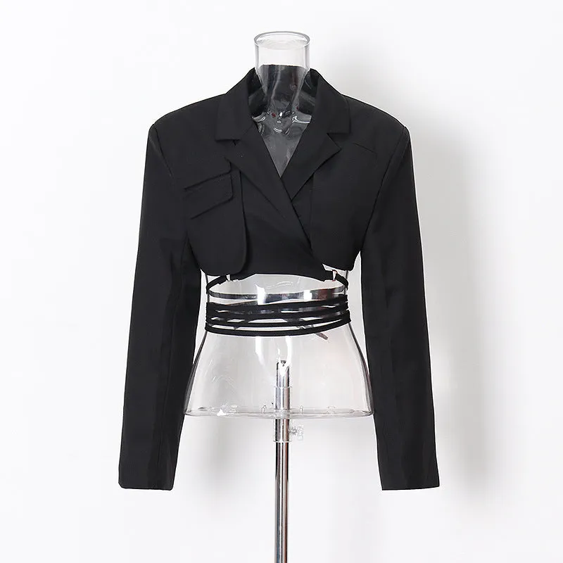 "Claudia" asymmetrical jacket with ties 3 colors sold by Streetwear Society product image thumbnail 3