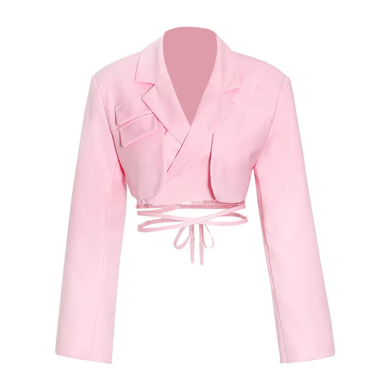 "Claudia" asymmetrical jacket with ties 3 colors sold by Streetwear Society product image thumbnail 5