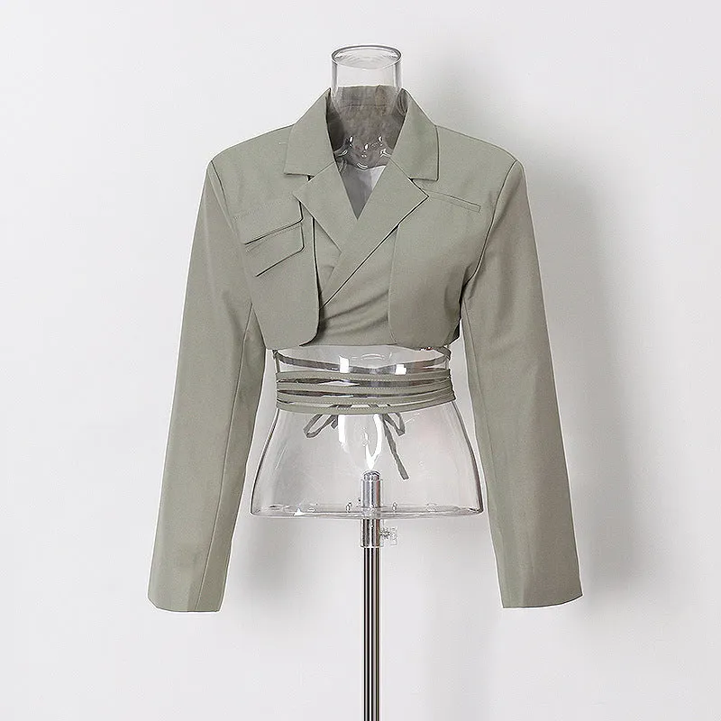 "Claudia" asymmetrical jacket with ties 3 colors sold by Streetwear Society product image thumbnail 4