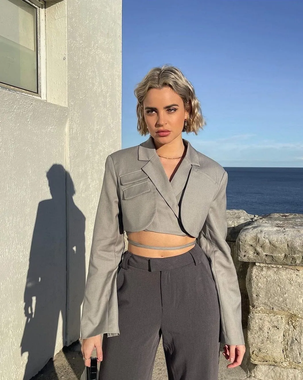 "Claudia" asymmetrical jacket with ties 3 colors sold by Streetwear Society