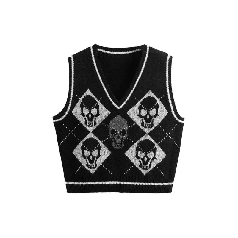 Skull Argyle Vest sold by Streetwear Society
