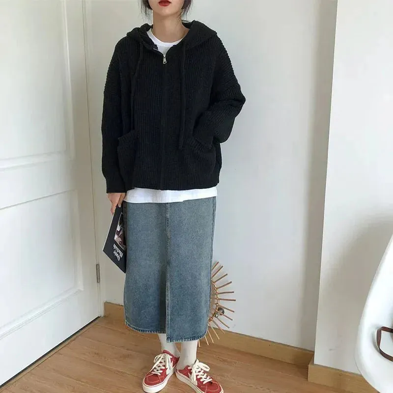 Oversized Knitted Hooded Cardigan sold by Streetwear Society product image thumbnail 2