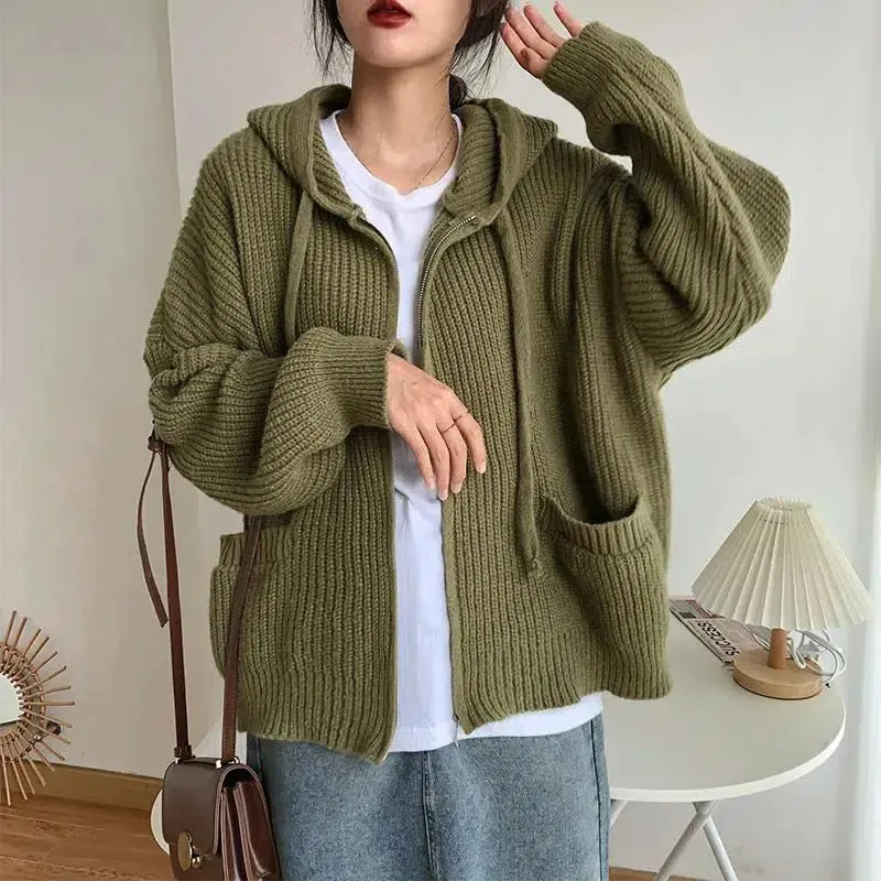 Oversized Knitted Hooded Cardigan sold by Streetwear Society