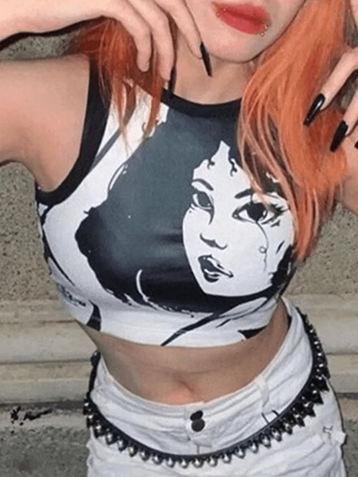Punk Girl Cropped Tank Top sold by Streetwear Society product image thumbnail 3