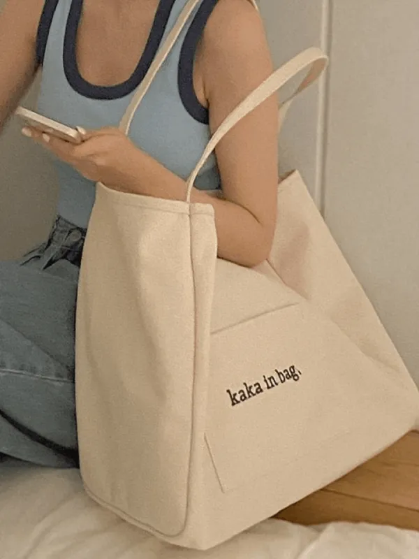 Letter Pattern Pocket Tote Bag sold by Streetwear Society