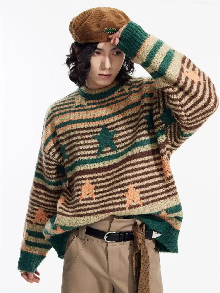 Y2K Vintage Stars Striped Knitted Sweater sold by Streetwear Society product image thumbnail 4