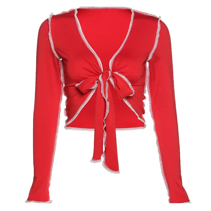 Trouble Maker Tie Front Crop Top sold by Streetwear Society product image thumbnail 5