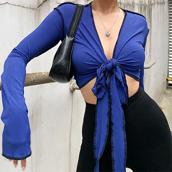 Trouble Maker Tie Front Crop Top sold by Streetwear Society product image thumbnail 3