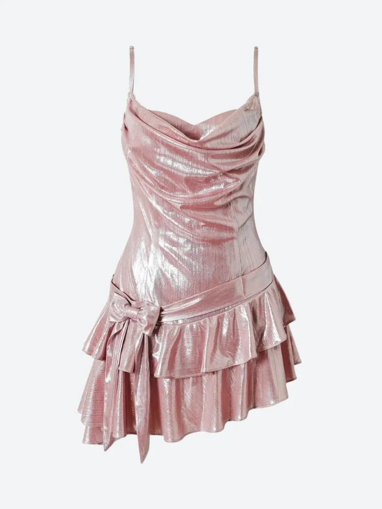 Soft Girl Metallic Mini Dress sold by Streetwear Society product image thumbnail 5