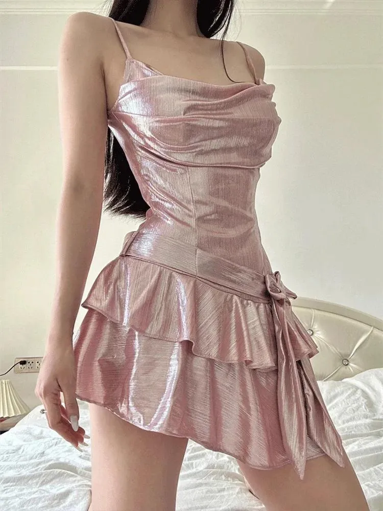 Soft Girl Metallic Mini Dress sold by Streetwear Society product image thumbnail 2