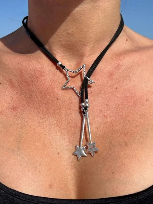 Designer Velvet Cut Out Star Pendant Necklace sold by Streetwear Society