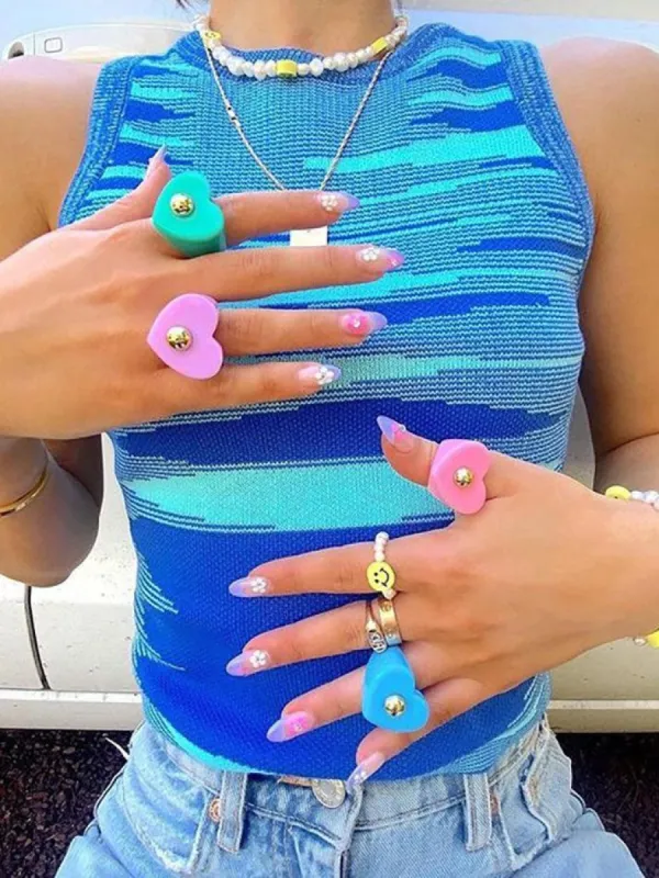 Jacquard Cropped Knit Tank Top made by Streetwear Society