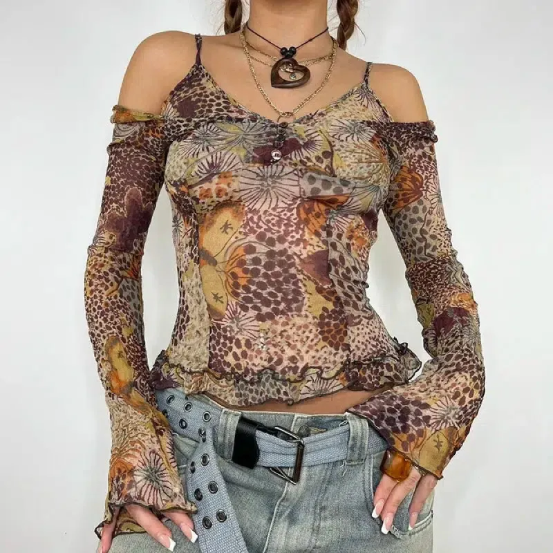 Fairycore Floral Mesh Top sold by Streetwear Society
