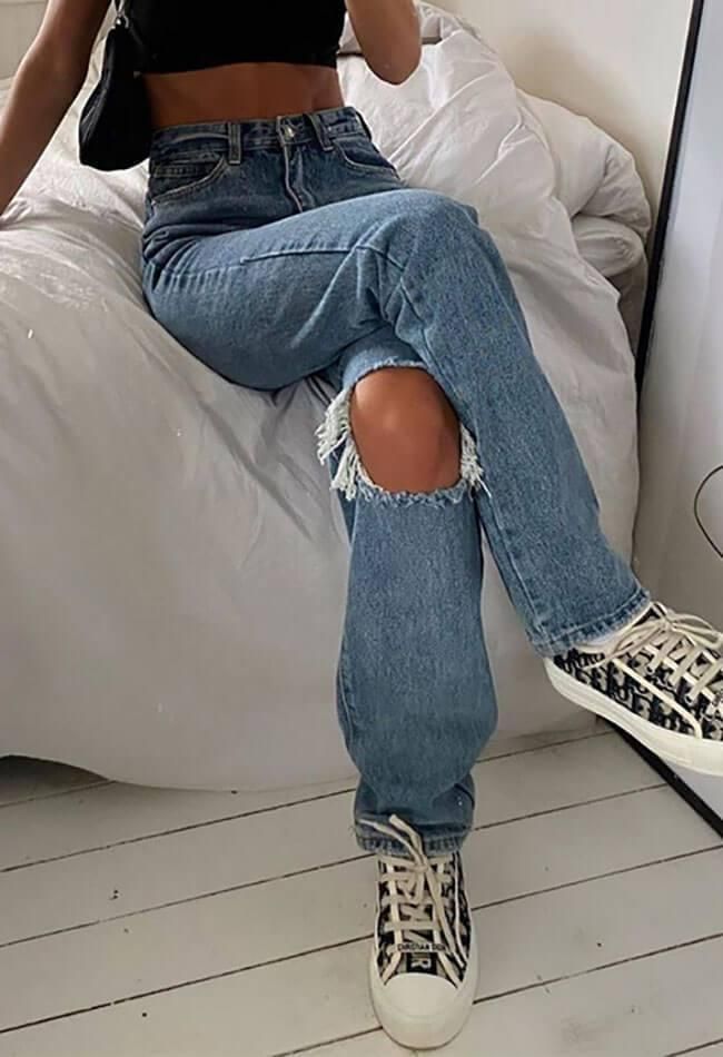 Vintage ripped boyfriend jeans sold by Streetwear Society product image thumbnail 2