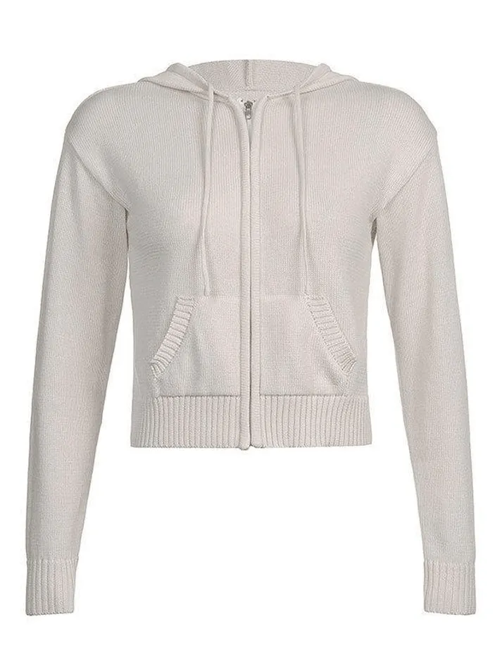 Hooded crop knit cardigan sold by Streetwear Society product image thumbnail 2