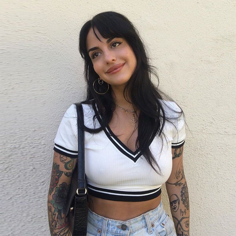 Soft Girl Aesthetic Line Knitted white Crop Top sold by Streetwear Society product image thumbnail 3