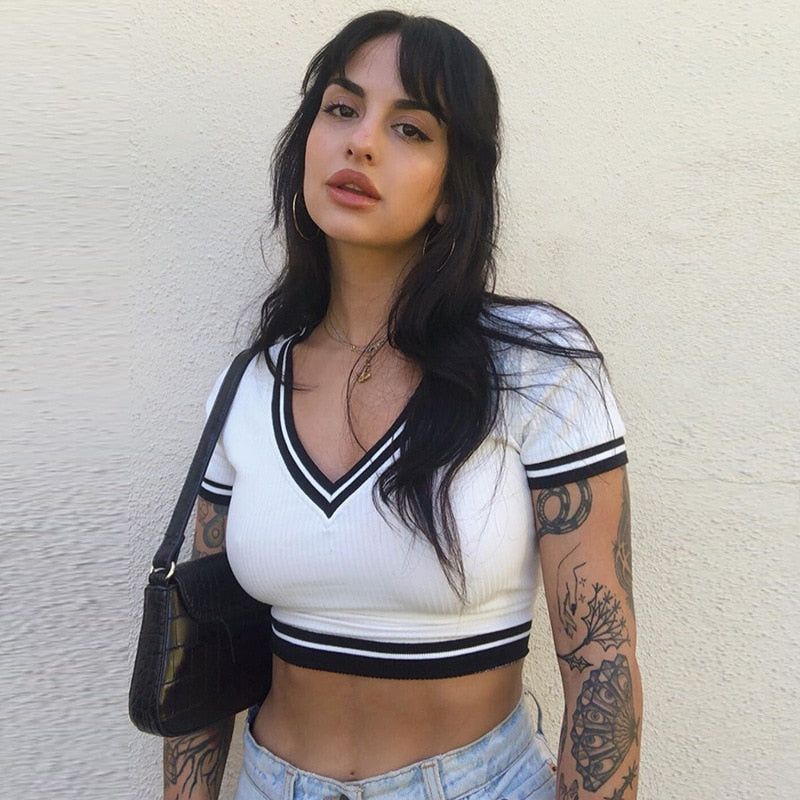Soft Girl Aesthetic Line Knitted white Crop Top sold by Streetwear Society
