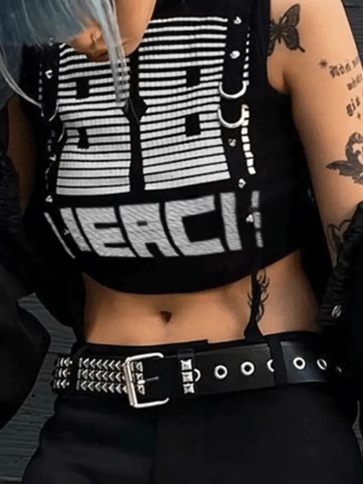 D Ring Strap High Neck Cropped Tank Top sold by Streetwear Society product image thumbnail 3