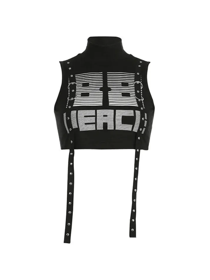 D Ring Strap High Neck Cropped Tank Top sold by Streetwear Society product image thumbnail 4