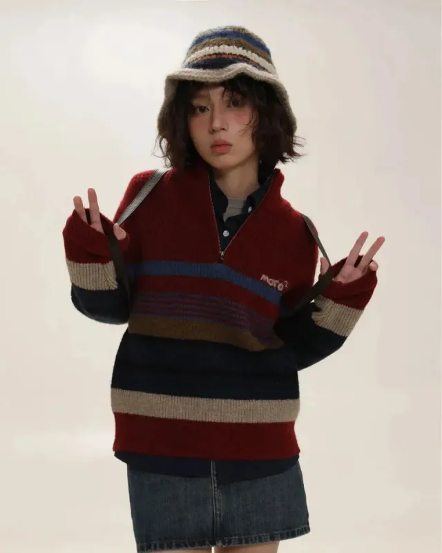 Vintage Aesthetic Knitted Zip Sweater sold by Streetwear Society