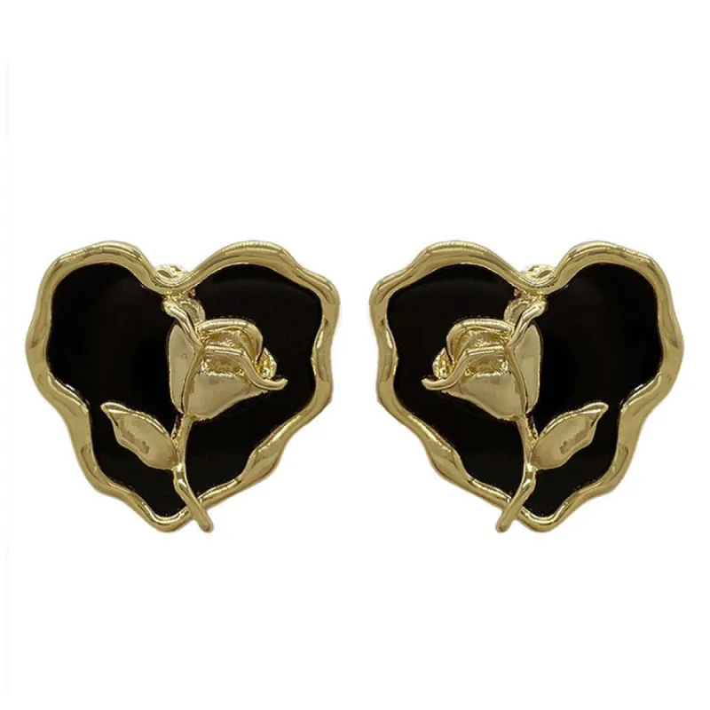 Vintage Style Rose Heart Earrings sold by Streetwear Society