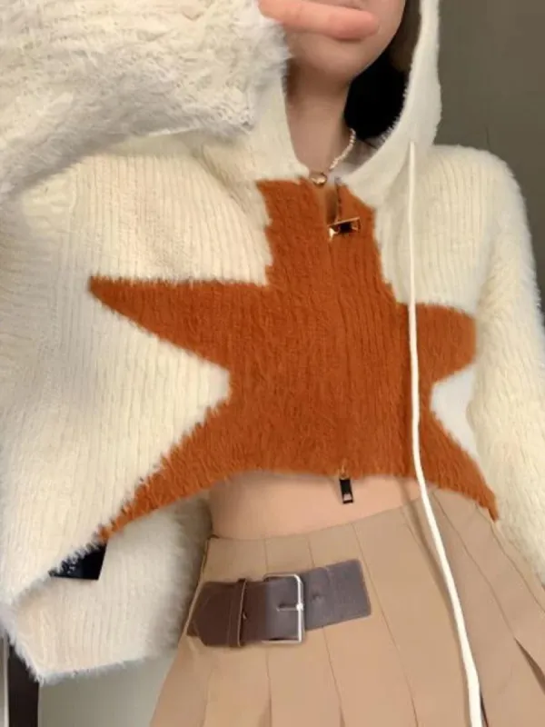 Short loose cardigan with starry hood sold by Streetwear Society