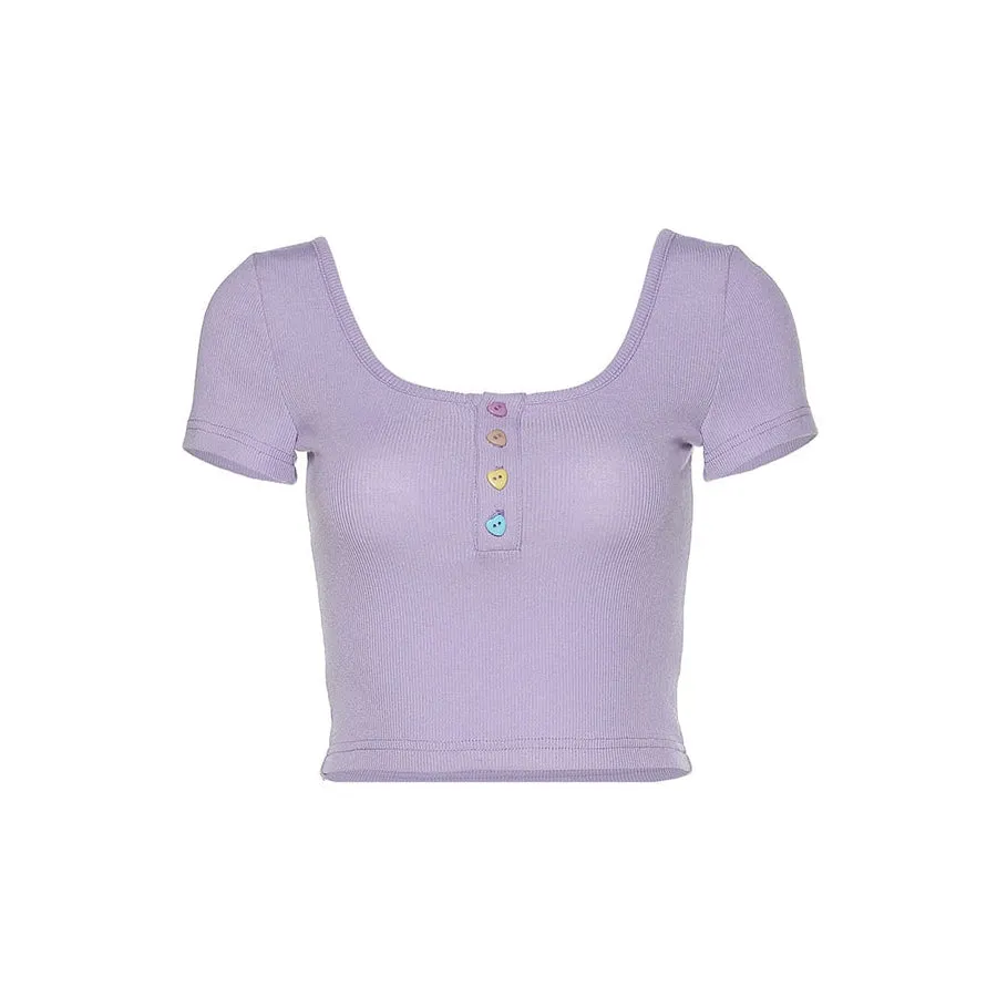 Heart Button Ribbed Tee sold by Streetwear Society product image thumbnail 2