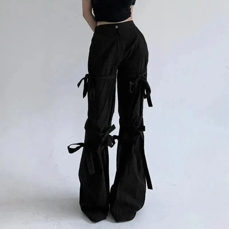 Gothic Lace Up Flare Pants sold by Streetwear Society
