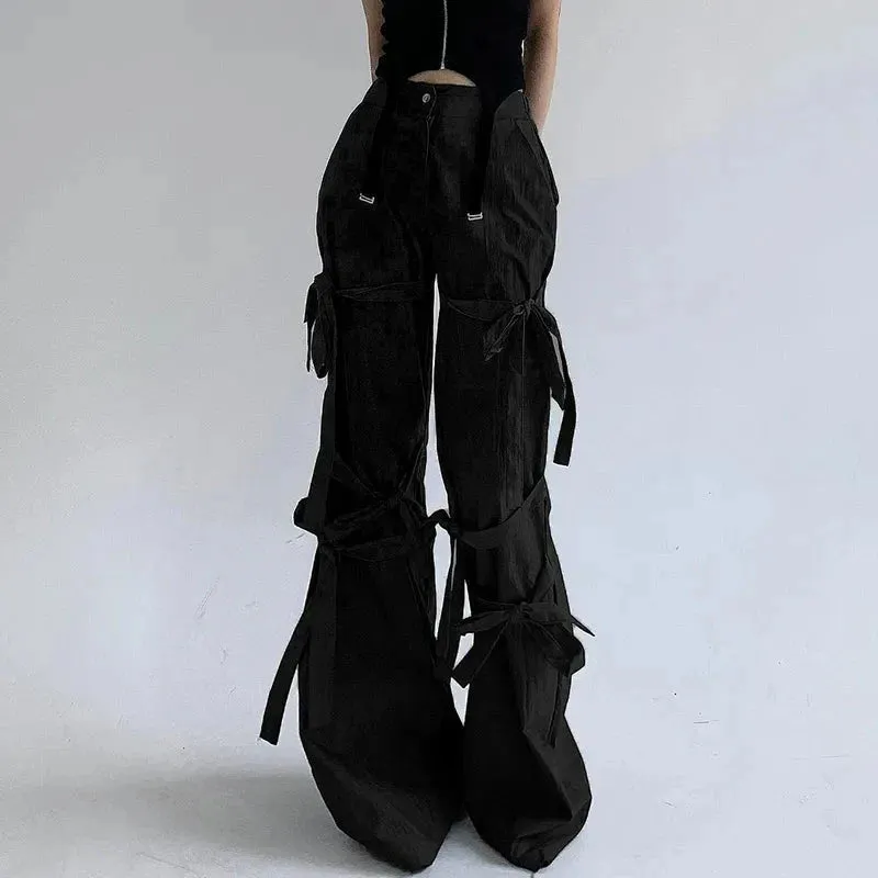 Gothic Lace-Up Flare Pants sold by Streetwear Society product image thumbnail 4