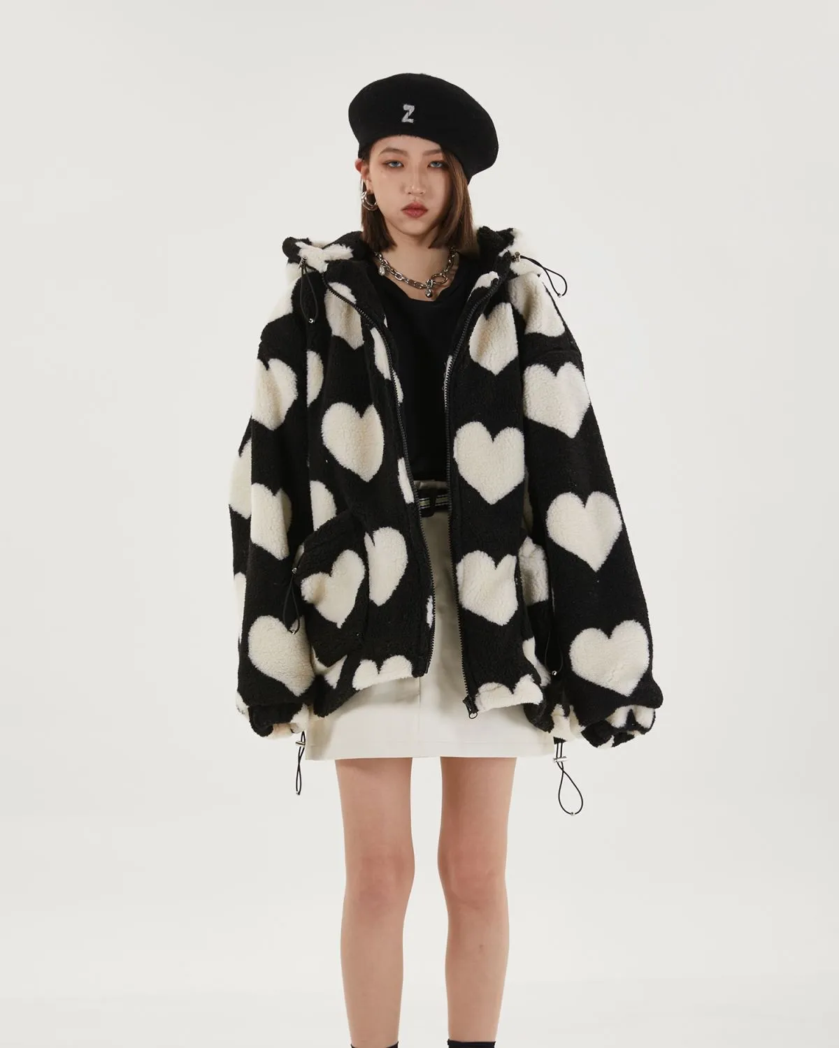 Heart Pattern Hooded Jacket sold by Streetwear Society product image thumbnail 4