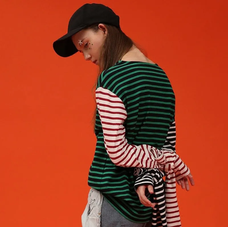 Striped Asymmetric Long Sleeve Top sold by Streetwear Society product image thumbnail 2