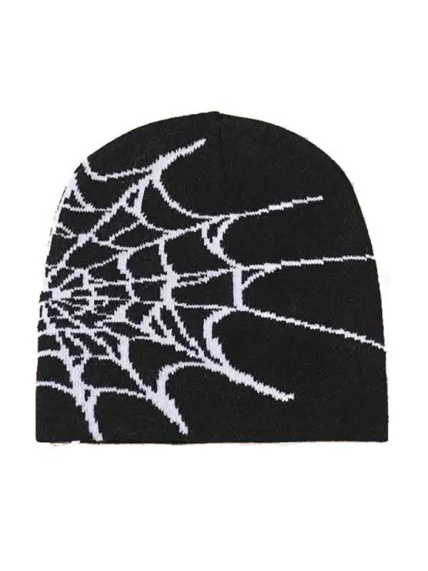 Spider web print beanie made by Streetwear Society