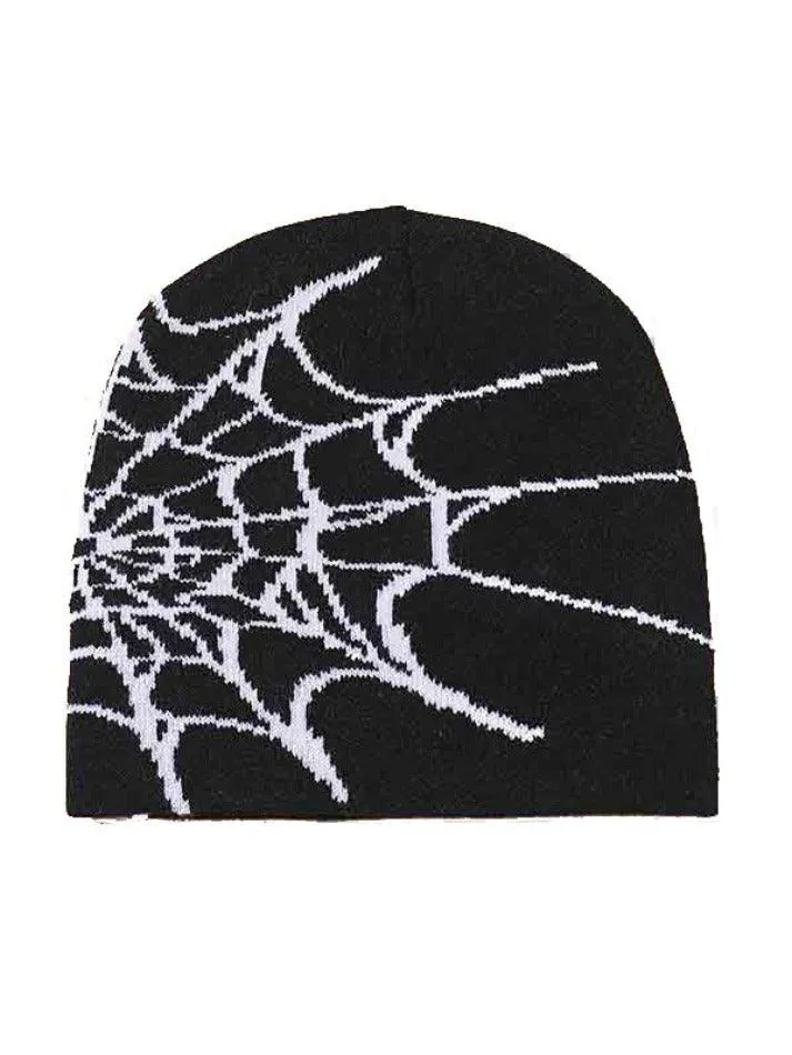 Spider web print beanie sold by Streetwear Society