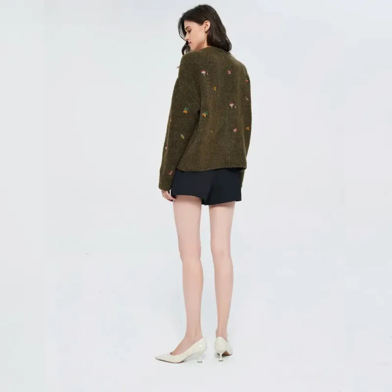 Goblincore Leaf Embroidery Cardigan sold by Streetwear Society