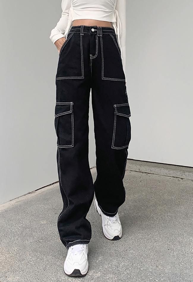 High waisted straight cargo jeans sold by Streetwear Society product image thumbnail 5