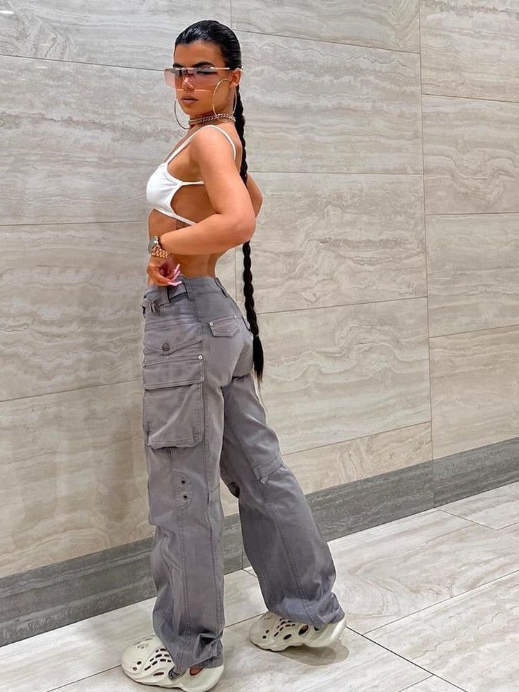 C24 Multiple Pockets Wide Leg Loose Cargo Pants sold by Streetwear Society product image thumbnail 4