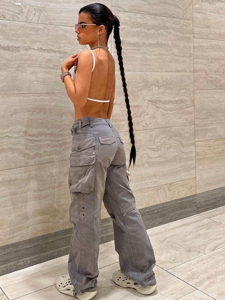 C24 Multiple Pockets Wide Leg Loose Cargo Pants sold by Streetwear Society product image thumbnail 3