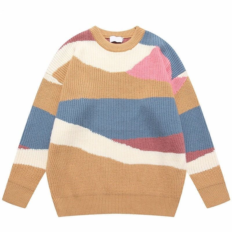 Color Block Knit Cotton Sweater sold by Streetwear Society product image thumbnail 3