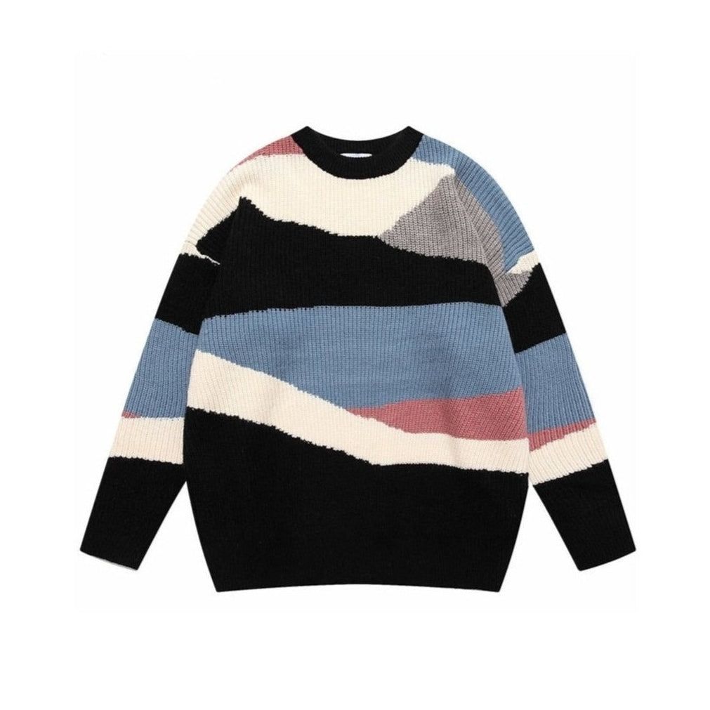 Color Block Knit Cotton Sweater sold by Streetwear Society