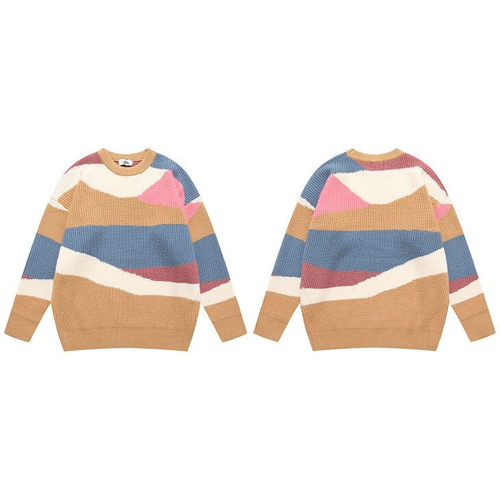 Color Block Knit Cotton Sweater sold by Streetwear Society product image thumbnail 11