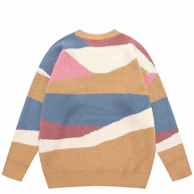 Color Block Knit Cotton Sweater sold by Streetwear Society product image thumbnail 4