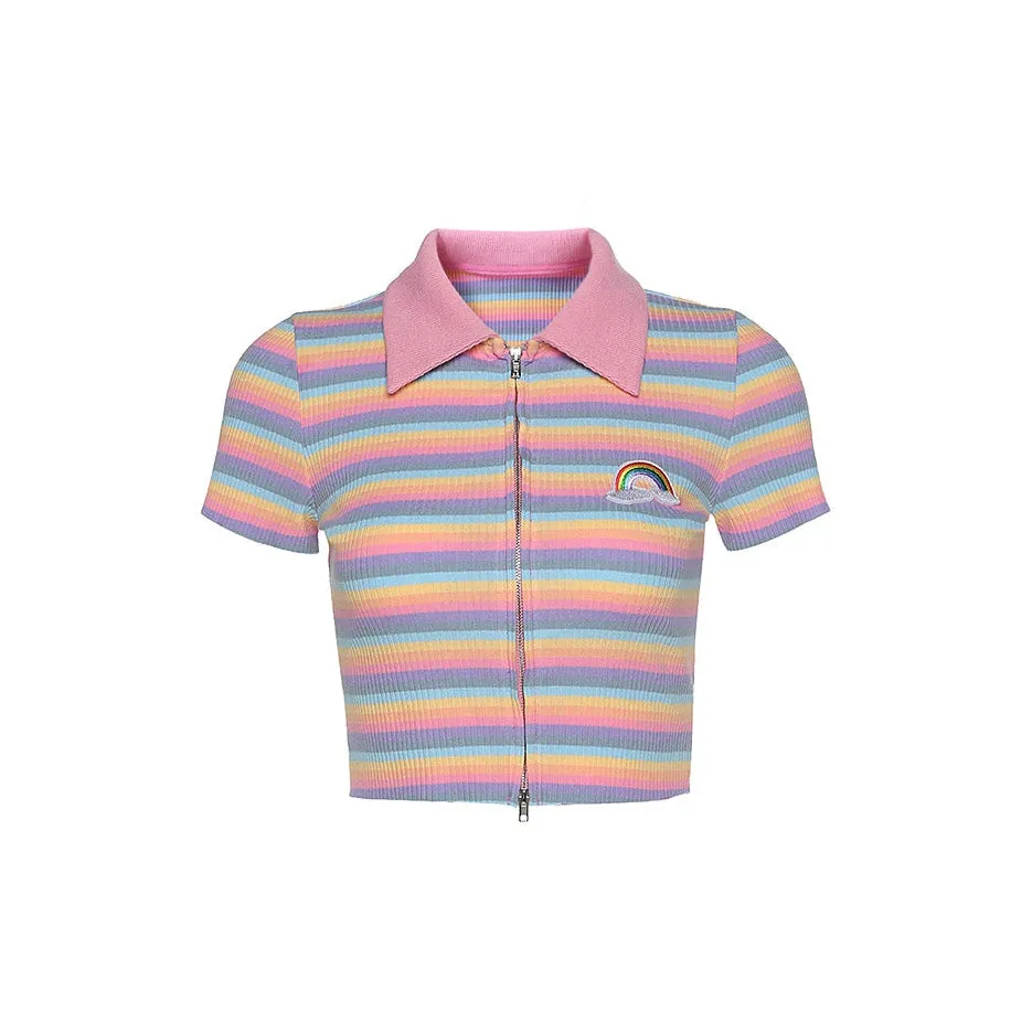 Pastel Rainbow Zip Top sold by Streetwear Society product image thumbnail 3
