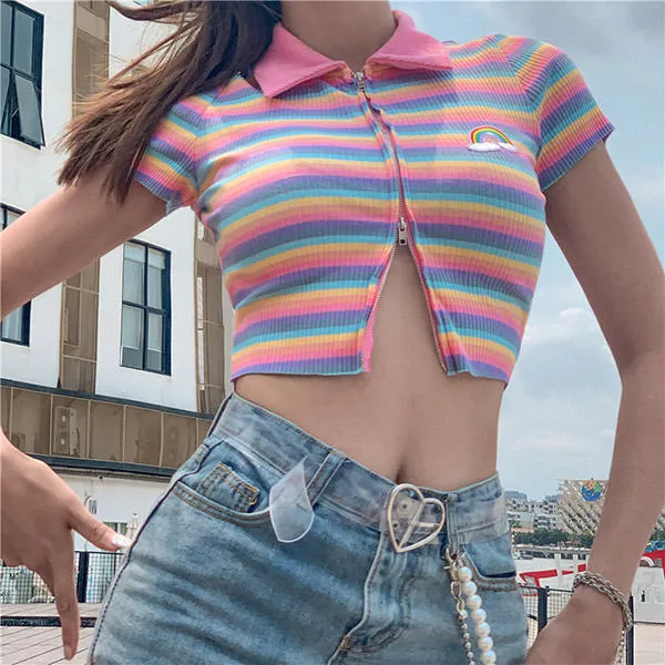 Pastel Rainbow Zip Top sold by Streetwear Society product image thumbnail 2