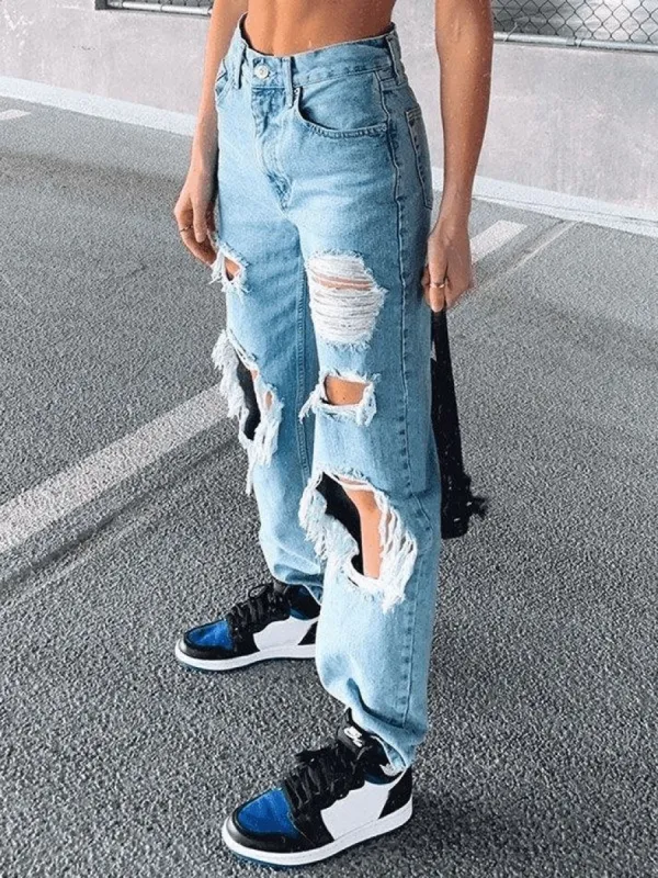 Ripped boyfriend jeans sold by Streetwear Society