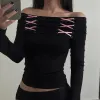 Fairy Grunge Off Shoulder Lace Up Top sold by Streetwear Society