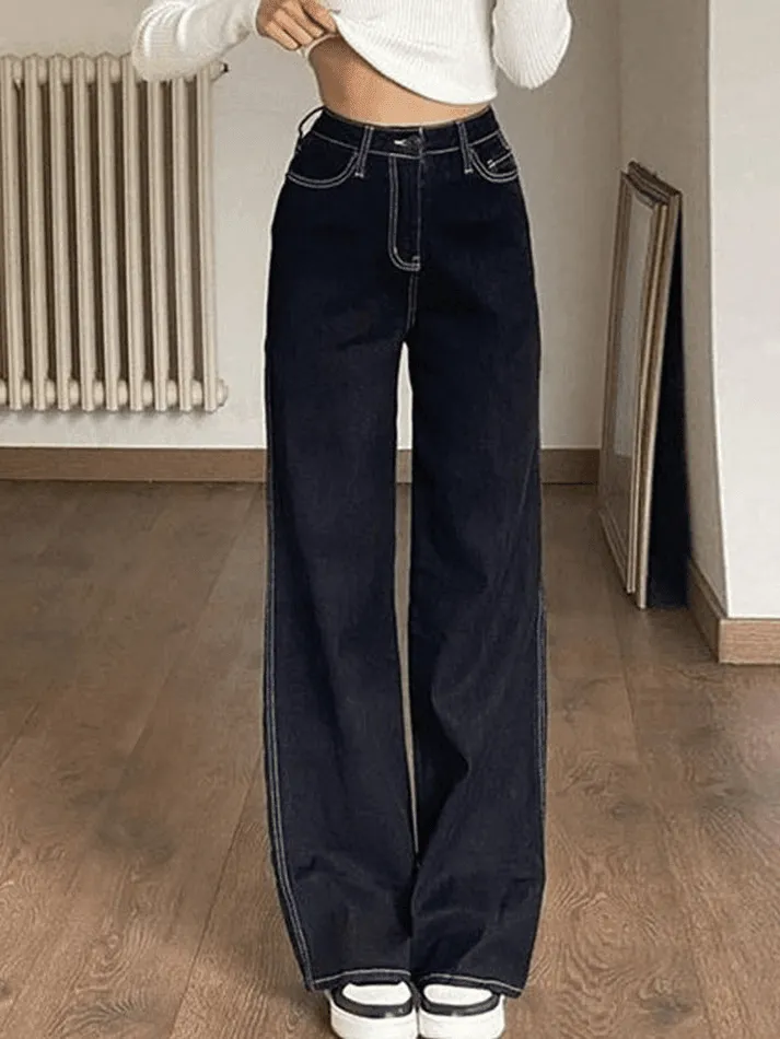Stitched high waisted boyfriend jeans sold by Streetwear Society product image thumbnail 3
