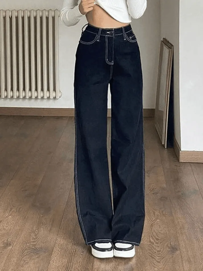 Stitched high waisted boyfriend jeans sold by Streetwear Society