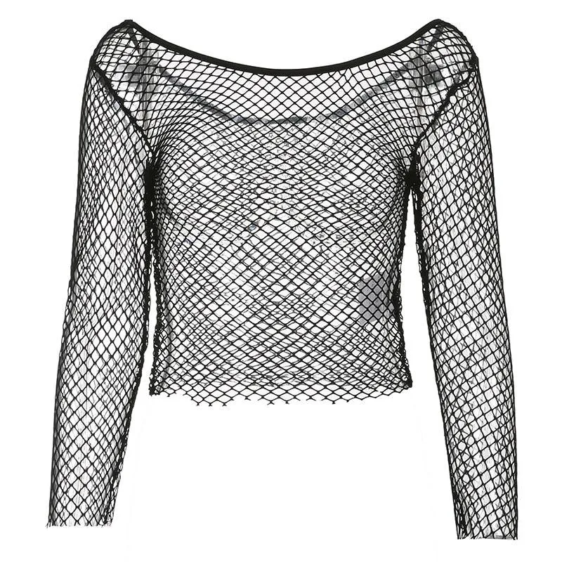 Grunge Long Sleeve Fishnet Top sold by Streetwear Society product image thumbnail 4